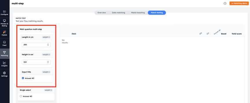 multi-step match testing