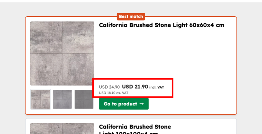 Price display value 2