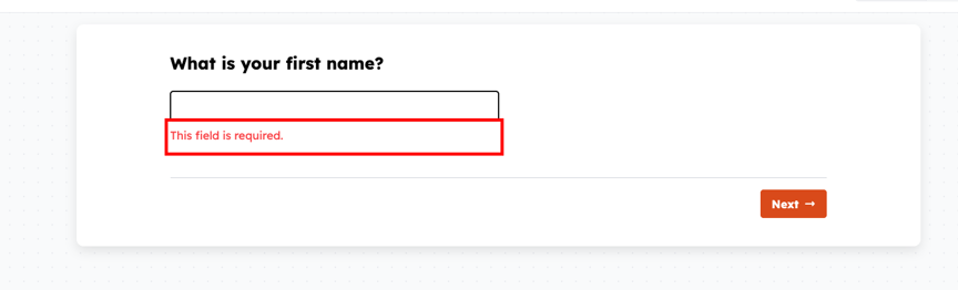 Validation text result default